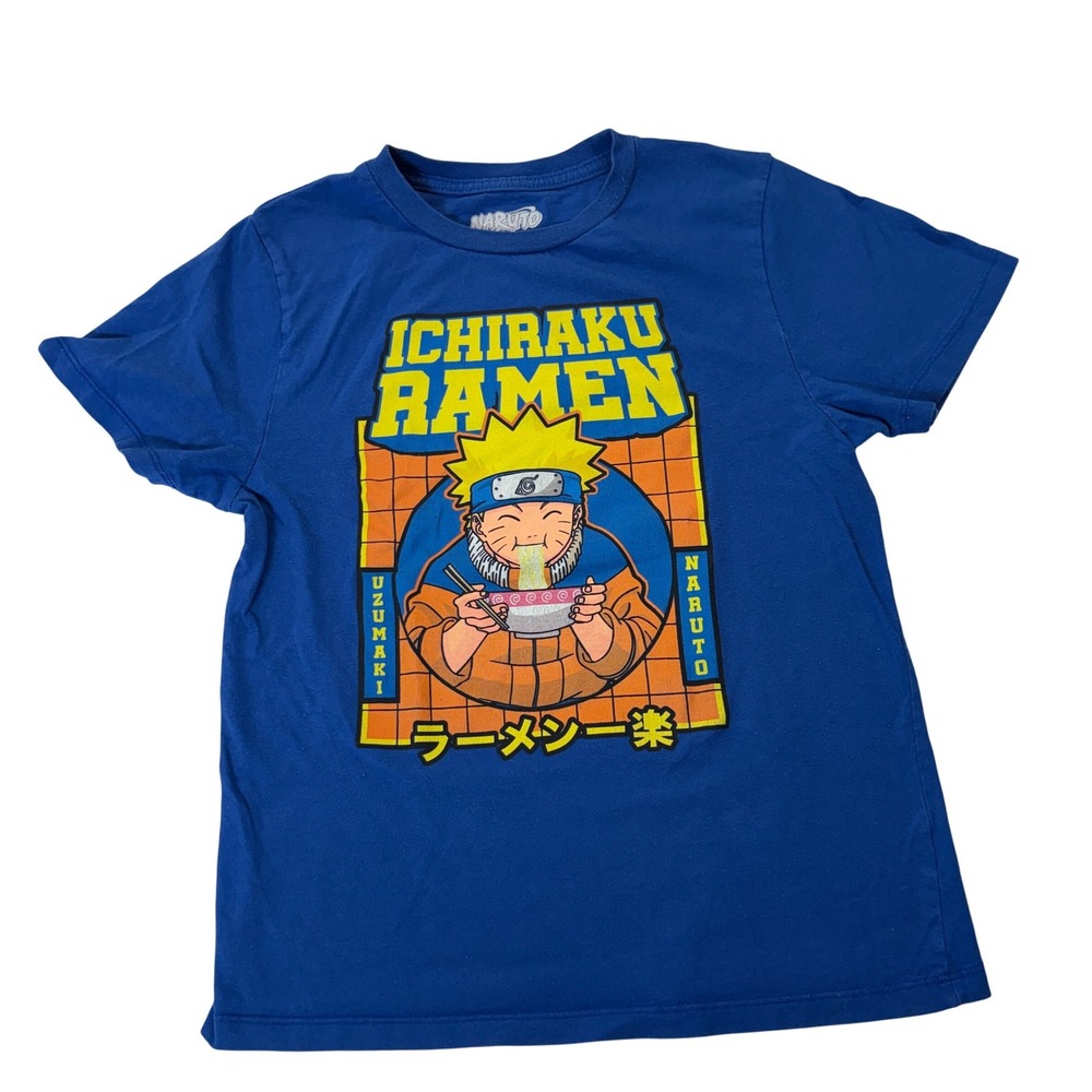 Naruto Graphic T-Shirt Kids‎ Lg Blue Ichiraku Ramen Uzumaki Anime Tee Youth